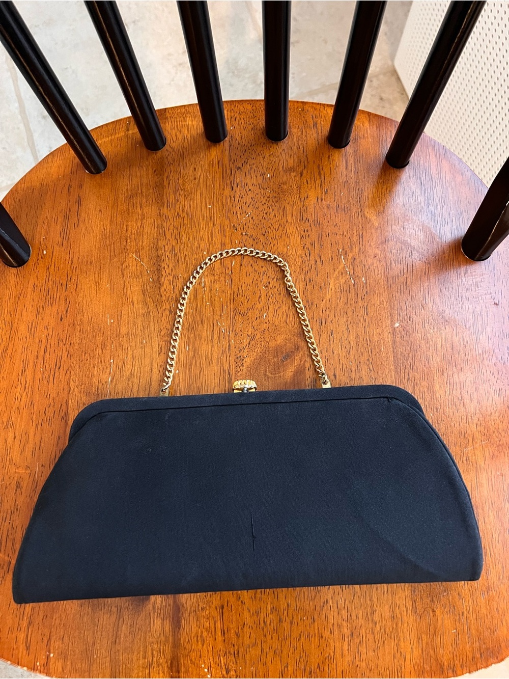 Black Chain-Handle Evening Clutch - Unbranded